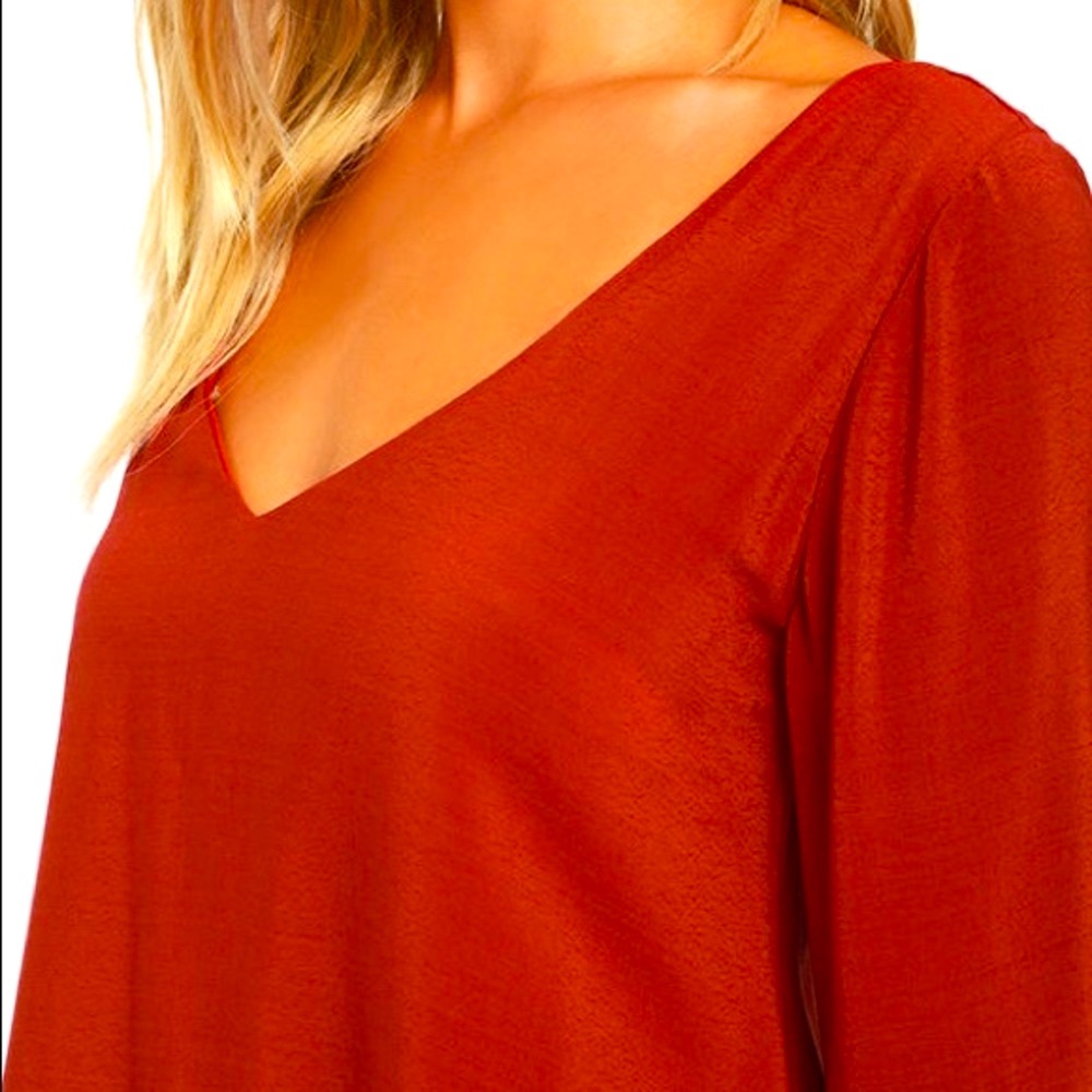 Lulu’s Red Rust Bell Sleeve Flare Mini Dress - Picture 3 of 12